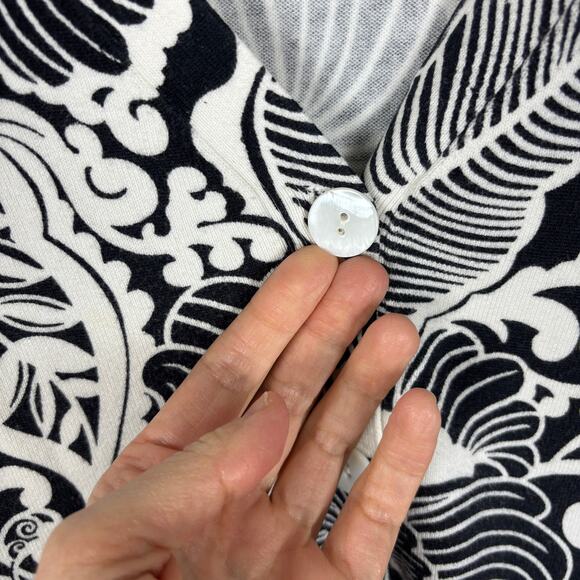 Talbots Vintage v-neck cardigan sweater Pima Cotton blend Large floral tropical - Picture 3 of 5